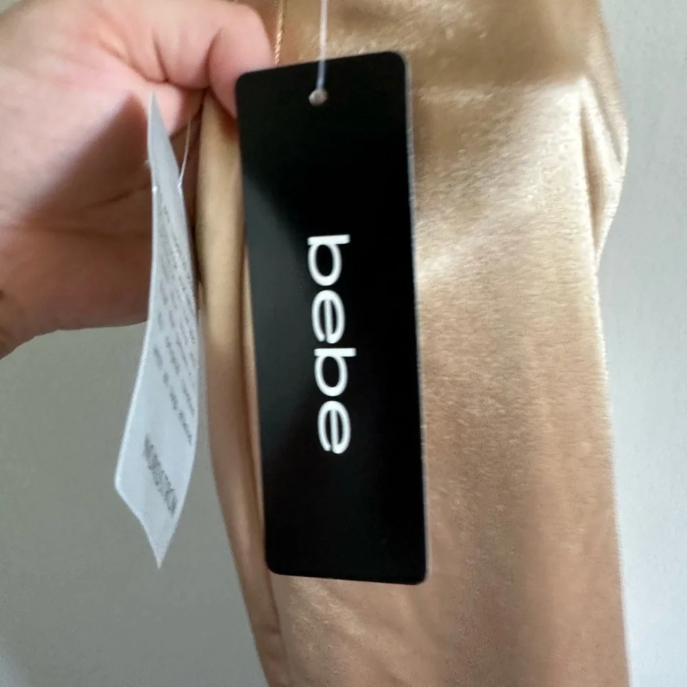 NWT BEBE Champagne Y2K Cinched Back Strappy Midi Dress Size Small - Picture 8 of 10